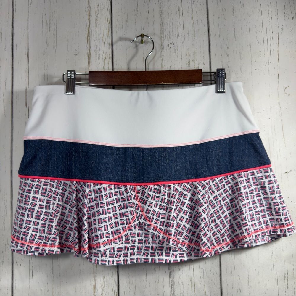 Lucky In Love White Navy Athletic Skort Tennis Golf Shorts Built In Preppy Sport